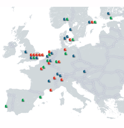Imagen: Mapa de colabores y alianzas de IAVI en Europa